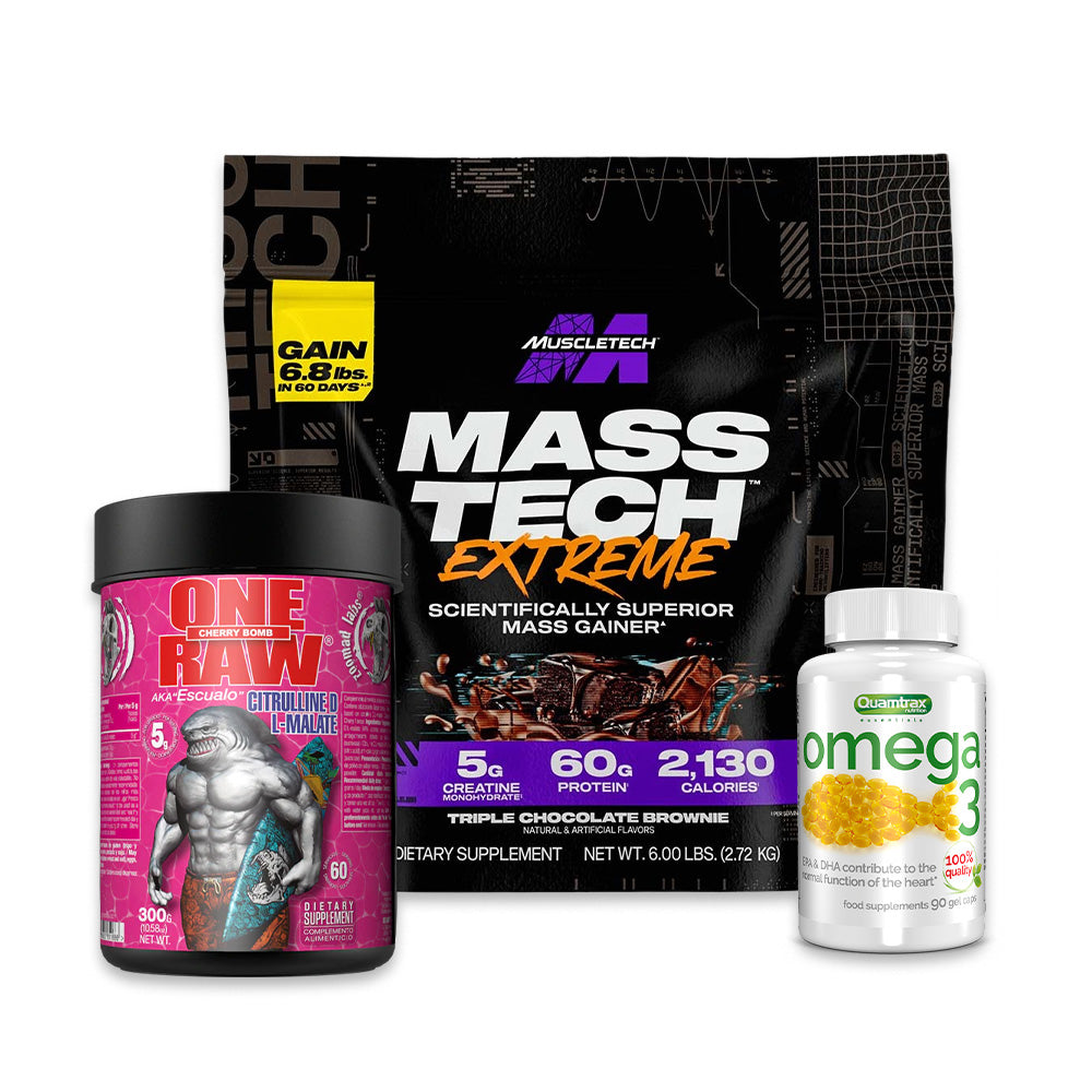 Muscletech Mass Tech Extreme 2000, one raw citrulline d l-malate, Quamtrax Omega - 3