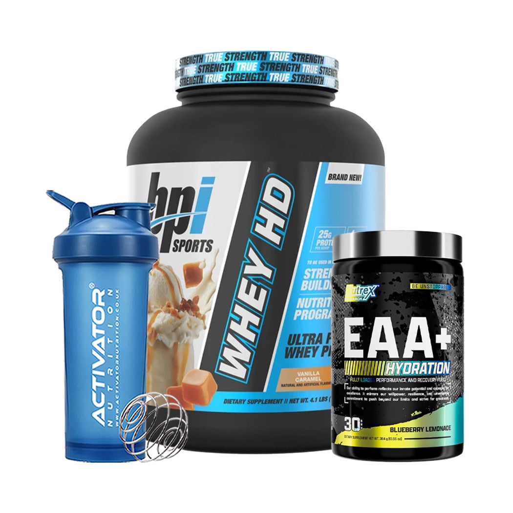 BPI Sports Whey HD + EAA Hydration + Protein Shaker