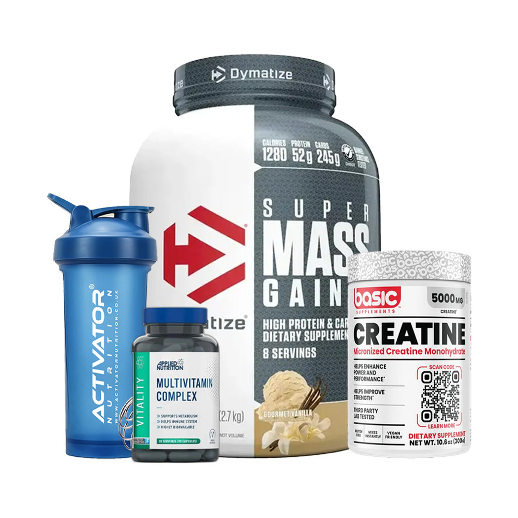 Dymatize Super Mass Gainer + Creatine + Multivitamin + Protein Shaker