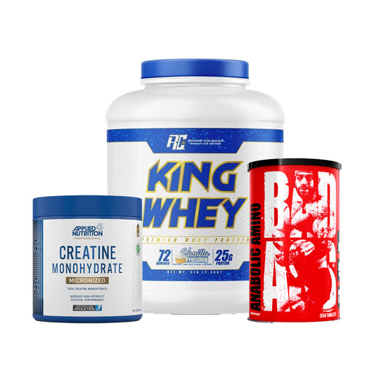 Ronny Coleman King Whey Protein, BadAss Amino 350 tablets, Creatine Monohydrate Micronized Combo Offer