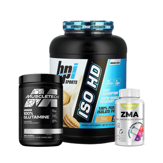 bpi Sports ISO HD, Muscletech Platinum Glutamine, Quamtrax ZMA 100 capsules