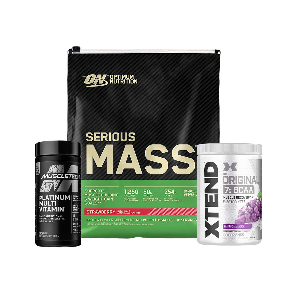 Optimum Nutrition Serious Mass, Xtend Original BCAA, Muscletech Platinum Multivitamin