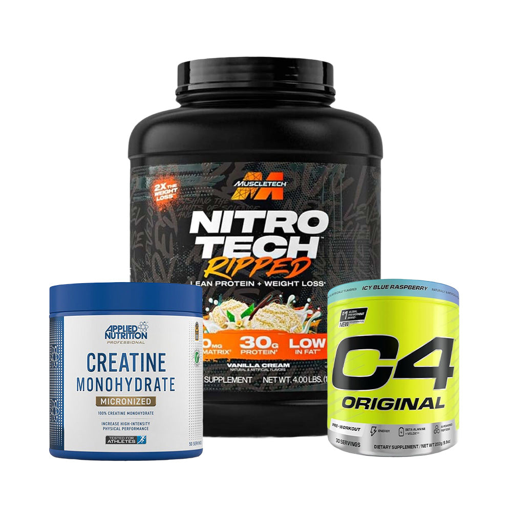 Muscletech Nitro Tech Ripped, C4 Original Pre Workout, Applied Nutrition Creatine Monohydrate