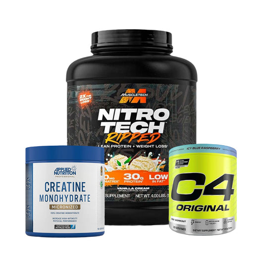 Muscletech Nitro Tech Ripped, C4 Original Pre Workout, Applied Nutrition Creatine Monohydrate