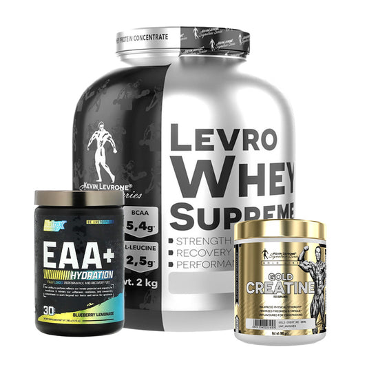Kevin Levrone Whey Supreme, Nutrex EAA+ Hydration, Kevin Levrone Gold Creatine