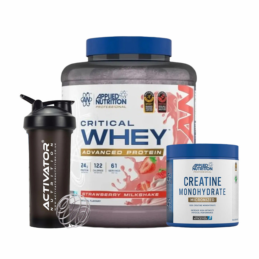 Applied Nutrition Critical Whey Blend, Creatine Monohydrate, Protein Shaker Bottle