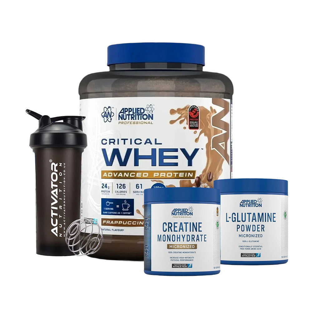 Applied Nutrition Critical Whey Blend, Creatine Monohydrate, L Glutamine Powder Micronized, Protein Shaker Bottle 5% off