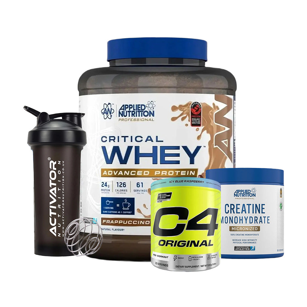 Applied Nutrition Critical Whey Blend, Creatine Monohydrate, L Glutamine Powder Micronized, Protein Shaker Bottle