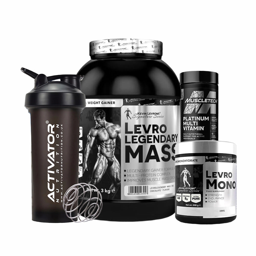 Kevin Levrone Levro, Legendary Mass, Creatine Monohydrate, Platinum Multivitamin, Protein Shaker Bottle